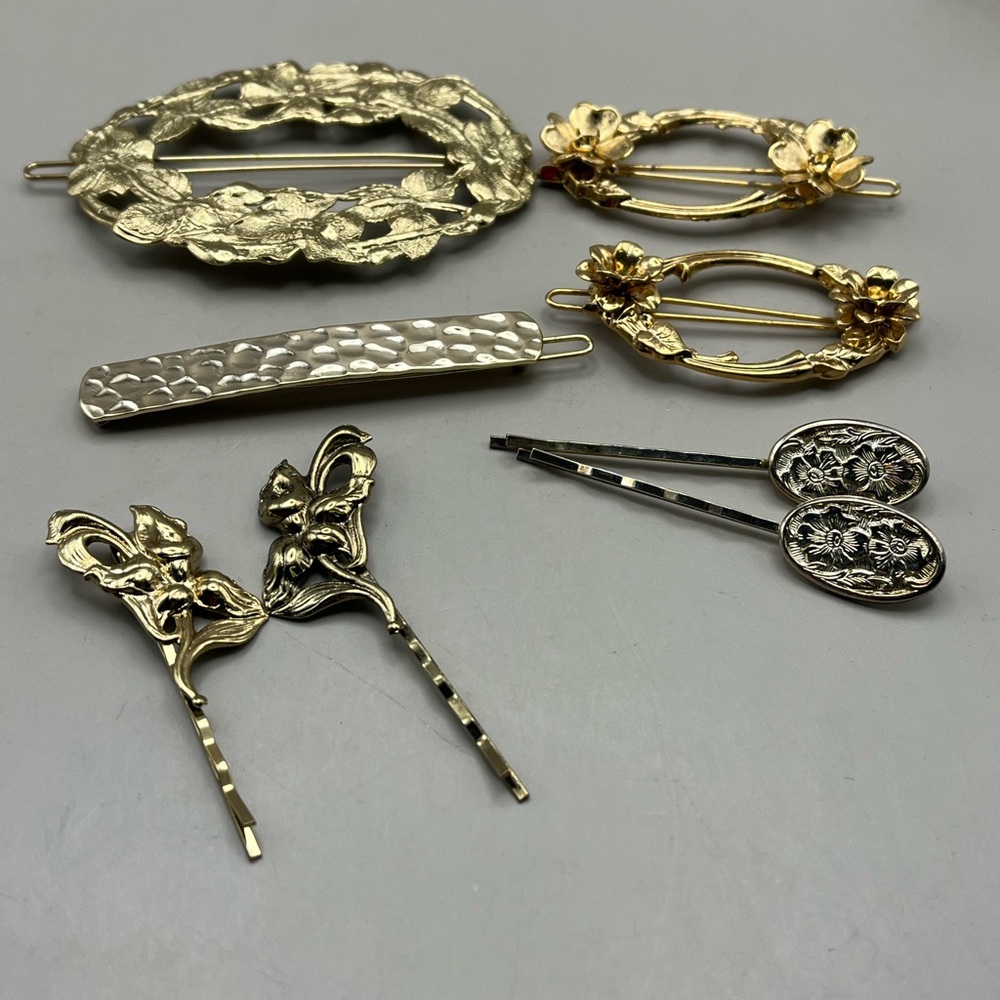 Elegant Vintage Gold Hair Clips Set - Unique Glamorous Hair Accessories
